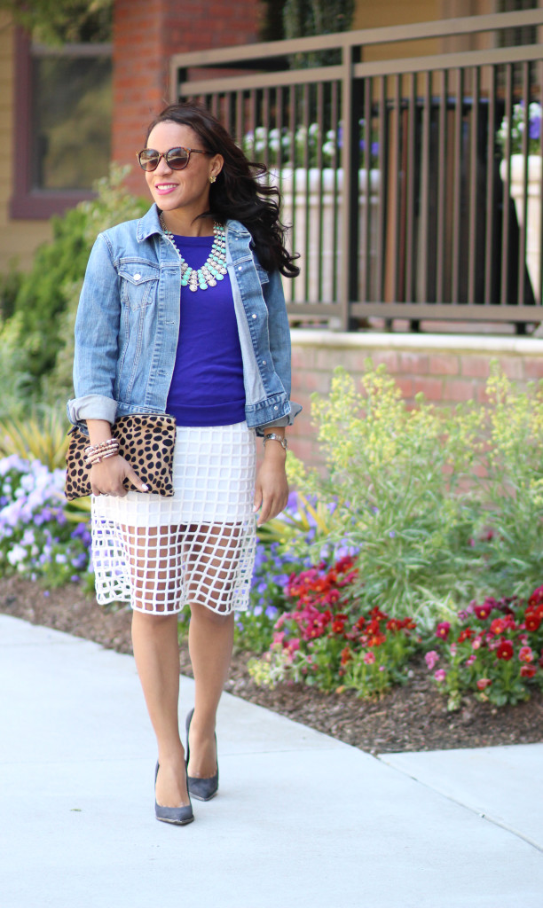 White-grid-skirt